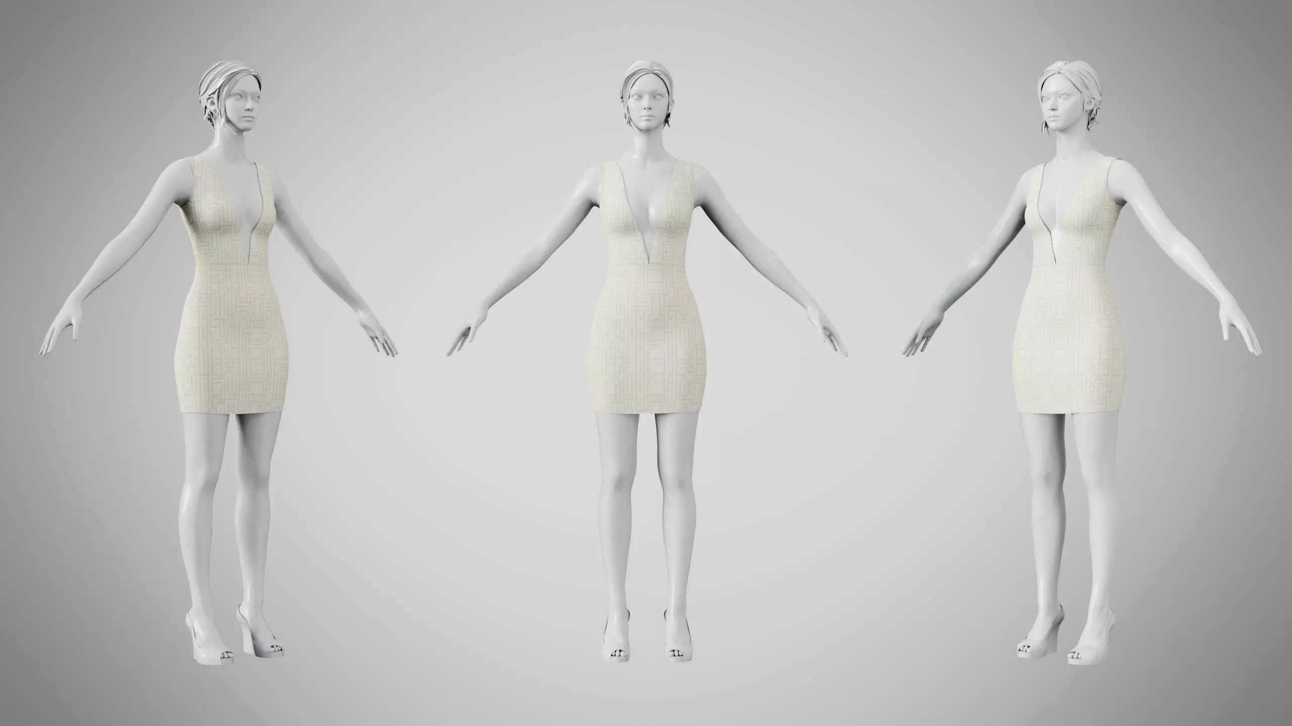 Dress 34 Pastel Maze Low-poly 3D model