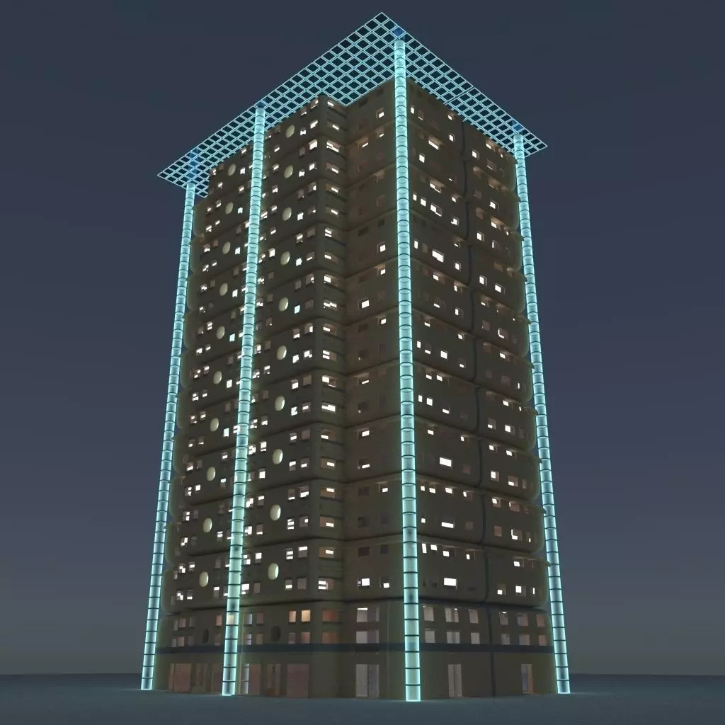 Sci-Fi 1 tall building - tall building 3D model