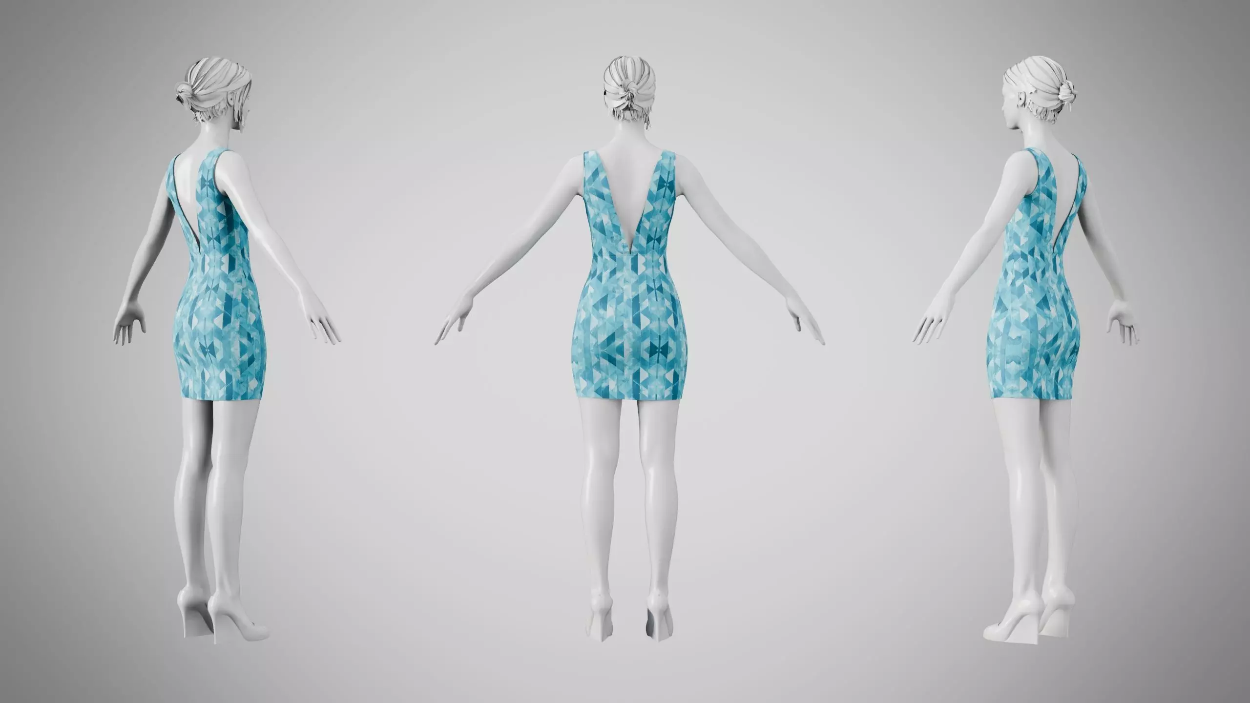 Dress 34 Oceanic Mosaic v2 Low-poly 3D model