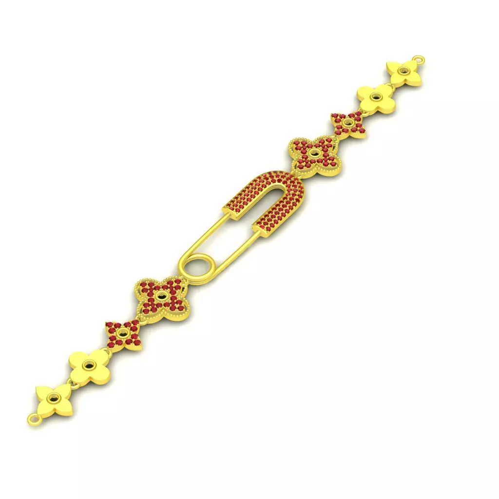 Luxury Diamond Safety Pin Bracelet Connector 141a 3D print model