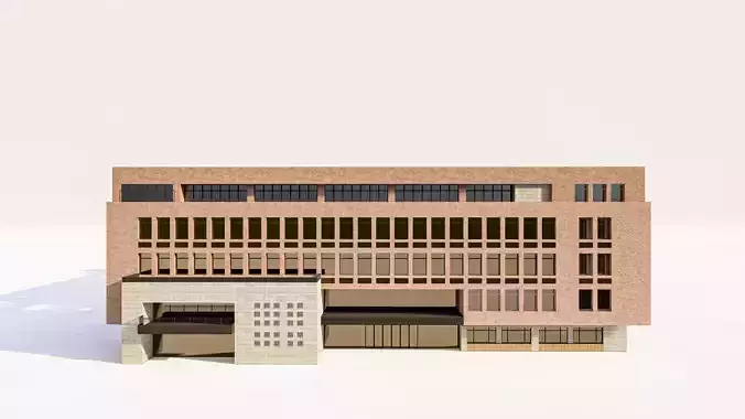 Sustainable School Building with Roof Garden 3D model 3