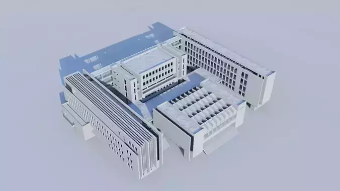 Sustainable School Building with Roof Garden 3D model 2
