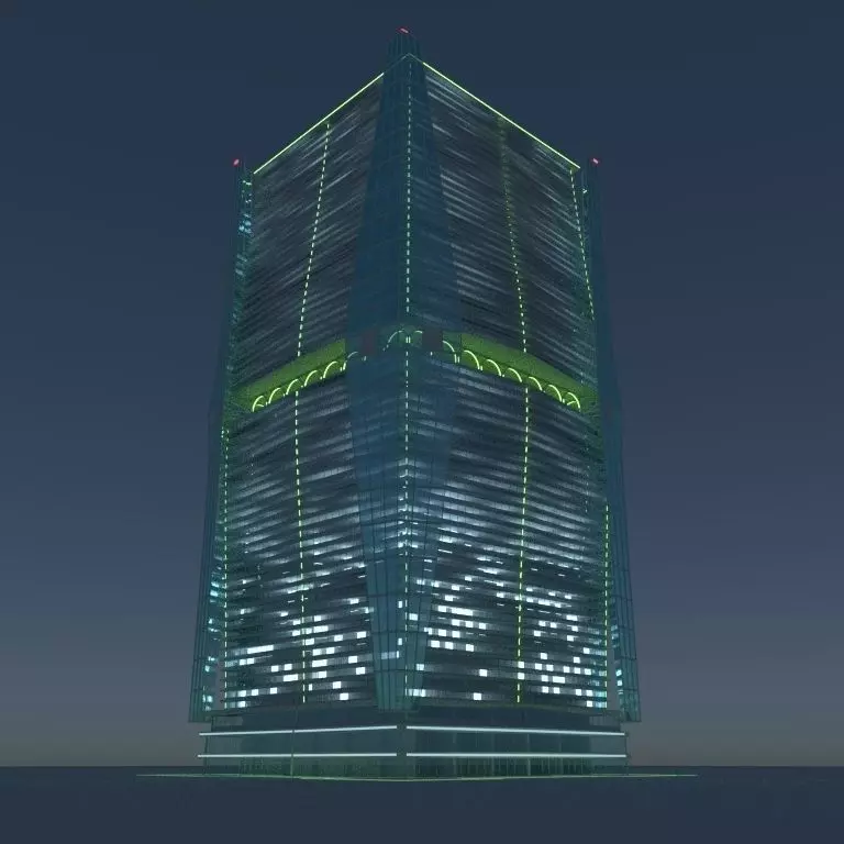 Sci-Fi 3 modern skyscraper at night 3D model