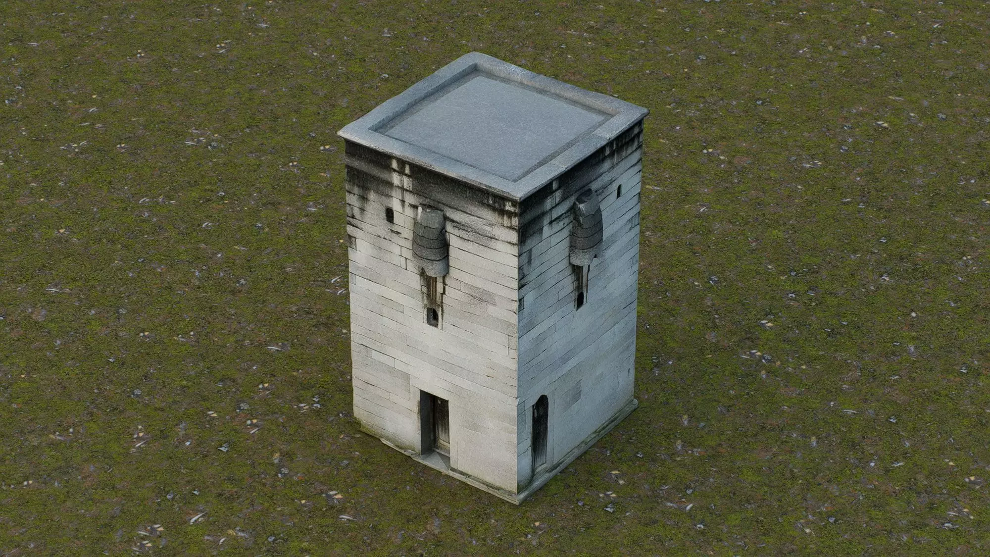 Vintage stone watchtower Low-poly 3D model
