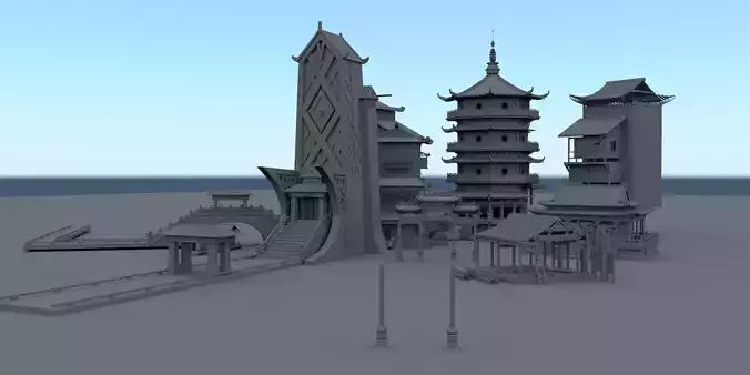 building chinese village on beach