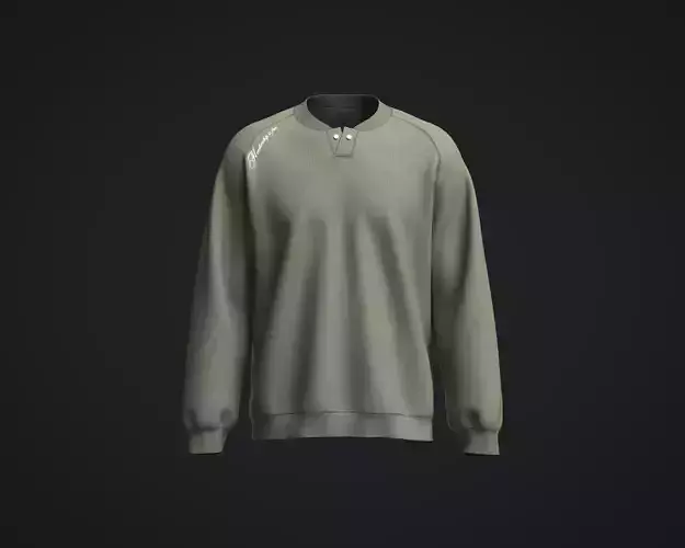 Mens raglan sweatshirt with bomber collar 3D model