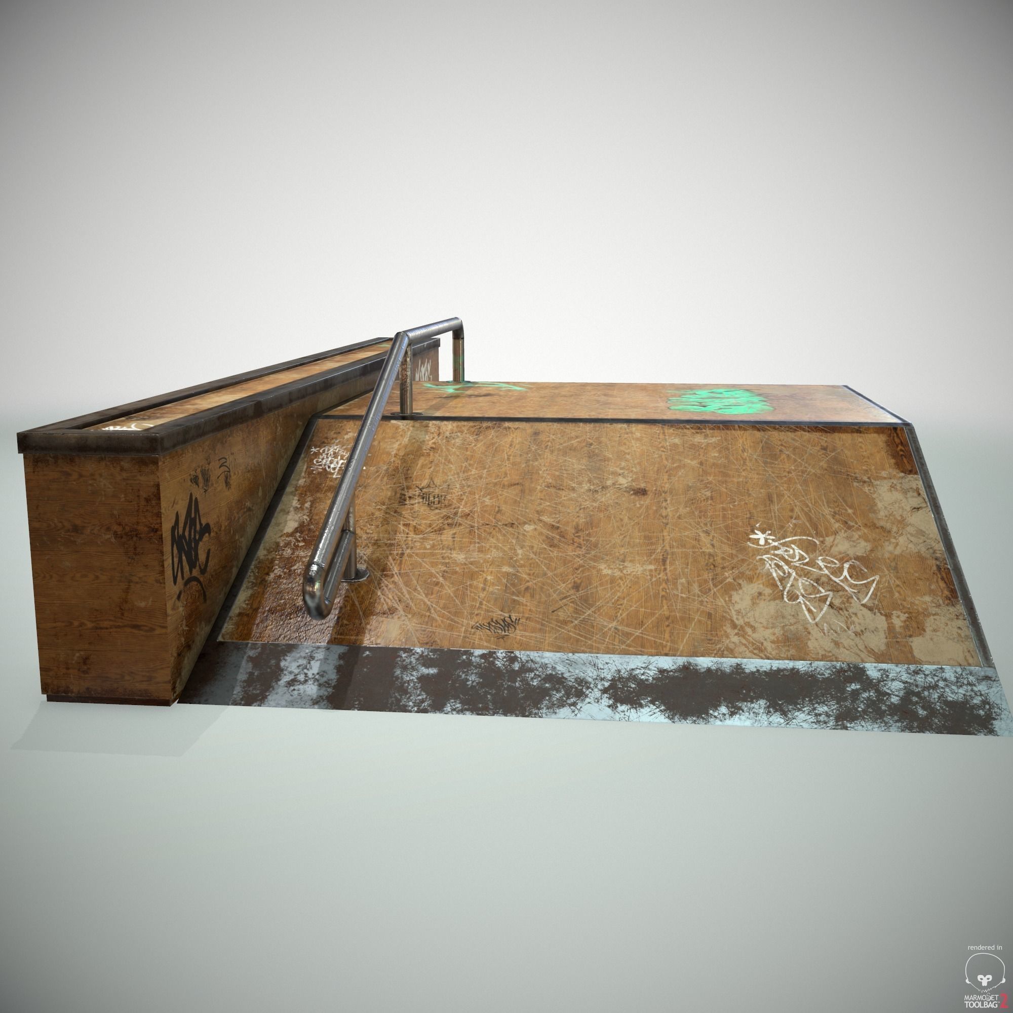 SK8 Ramp Rail PBR Textures Low-poly 3D model_11