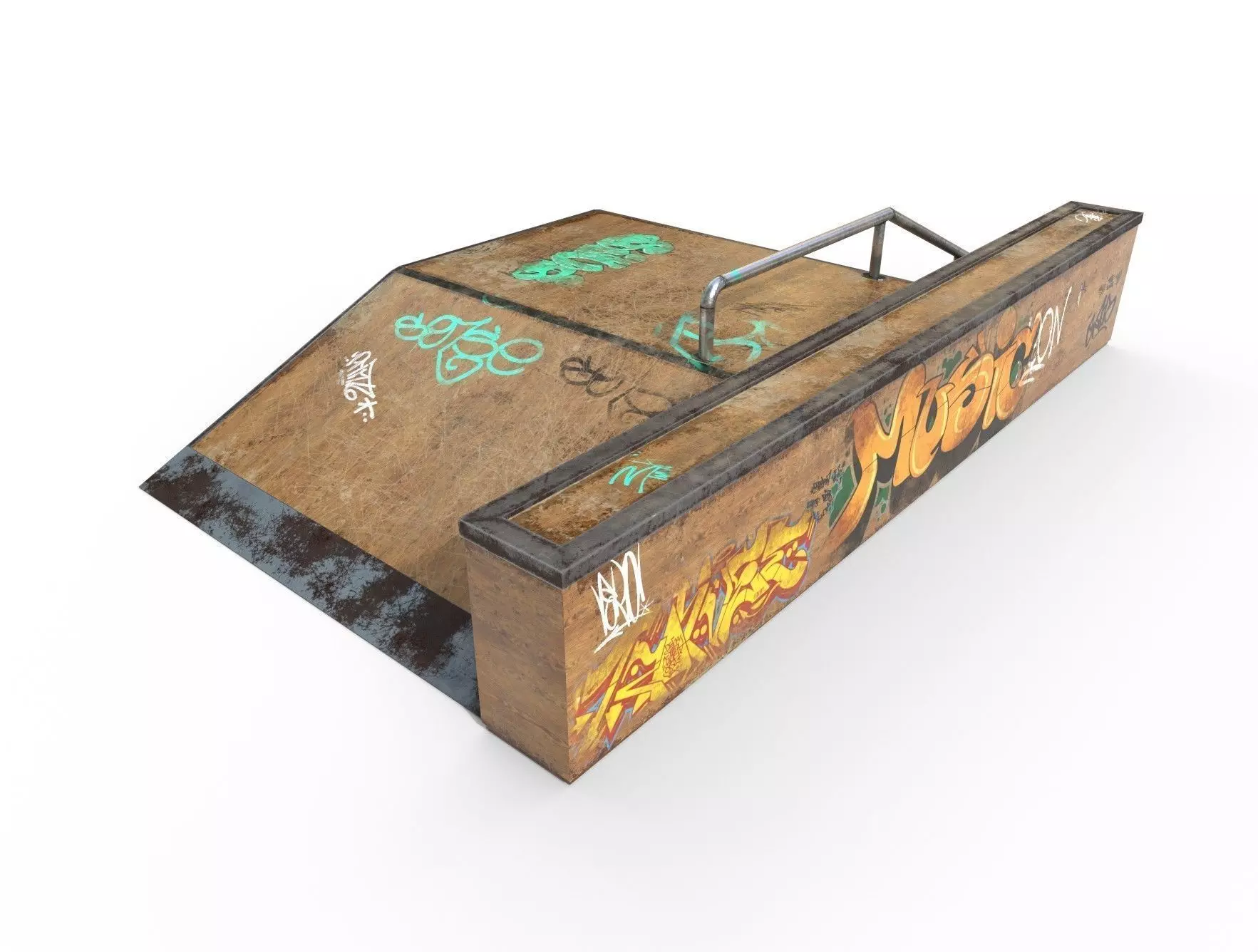SK8 Ramp Rail PBR Textures Low-poly 3D model_0