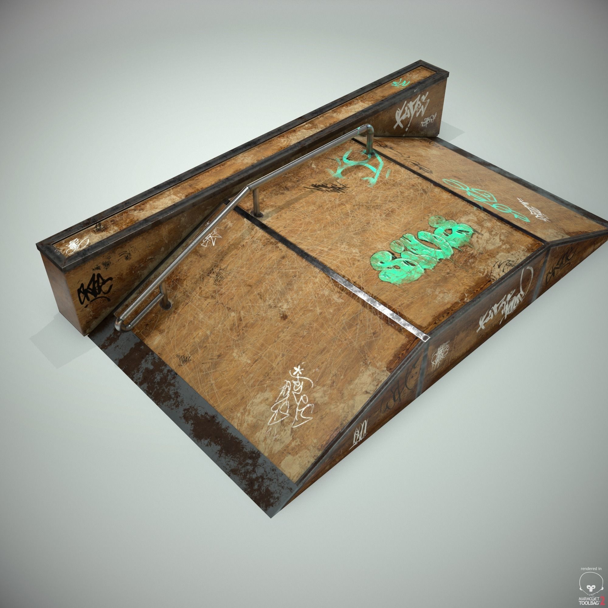 SK8 Ramp Rail PBR Textures Low-poly 3D model_14