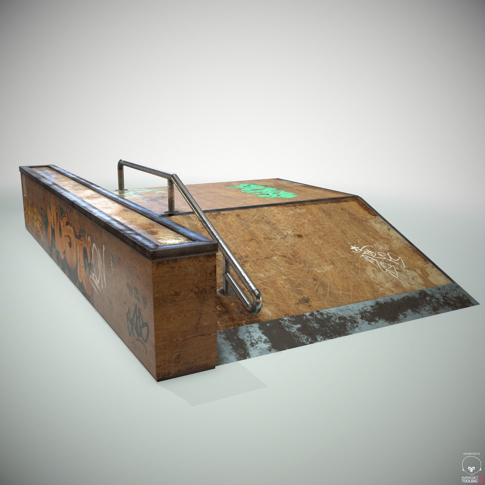 SK8 Ramp Rail PBR Textures Low-poly 3D model_13