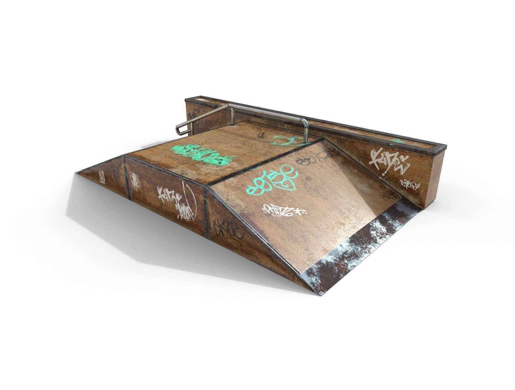 SK8 Ramp Rail PBR Textures Low-poly 3D model_1