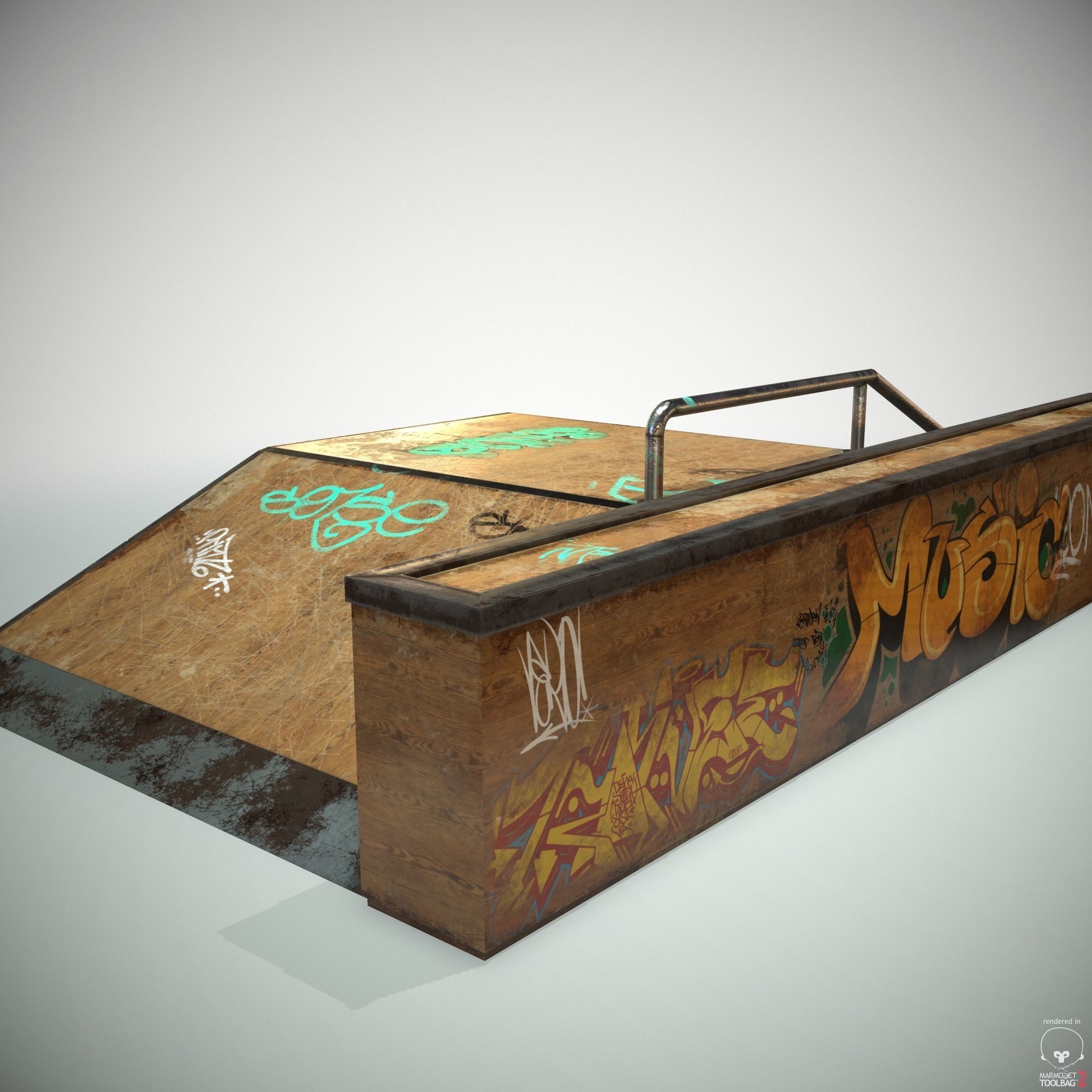 SK8 Ramp Rail PBR Textures Low-poly 3D model_12
