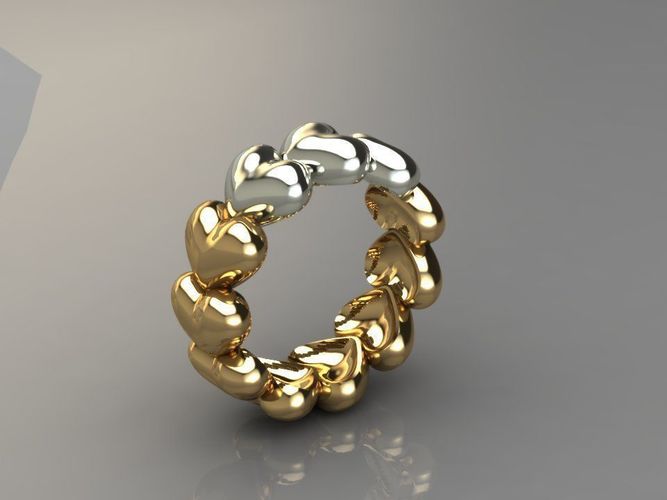 Anello con cuori 3D print model