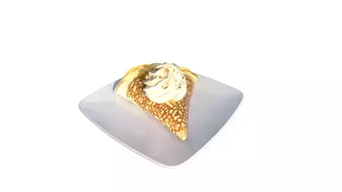 Strawberry Crepes with Yogurt Cream Low-poly 3D model 4