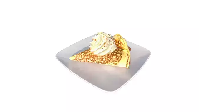 Strawberry Crepes with Yogurt Cream Low-poly 3D model 6