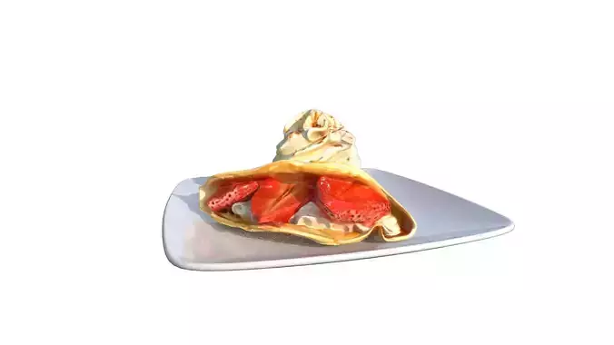 Strawberry Crepes with Yogurt Cream Low-poly 3D model 5