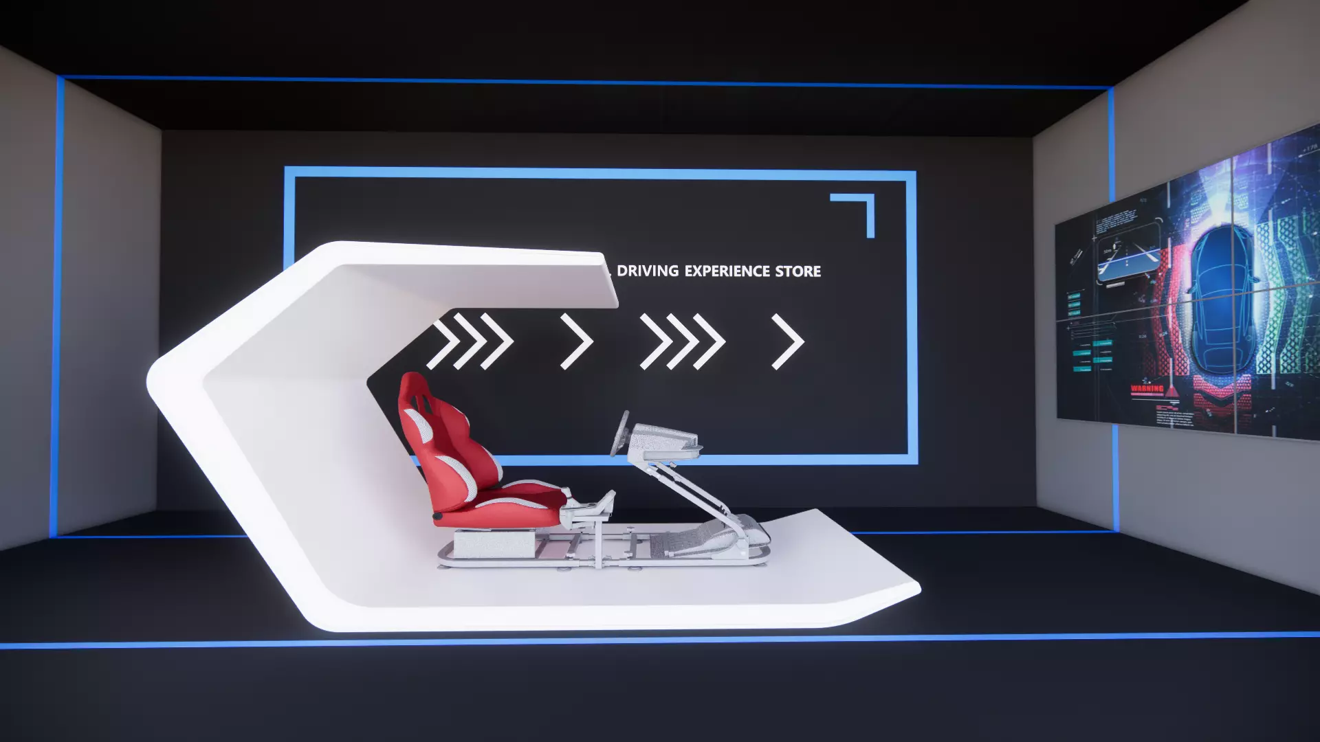 Futuristic Racing Simulator Cockpit VR Driving Experience Low-poly 3D model