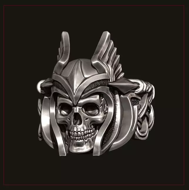 Skull Ring Valkyria Viking 3D print model