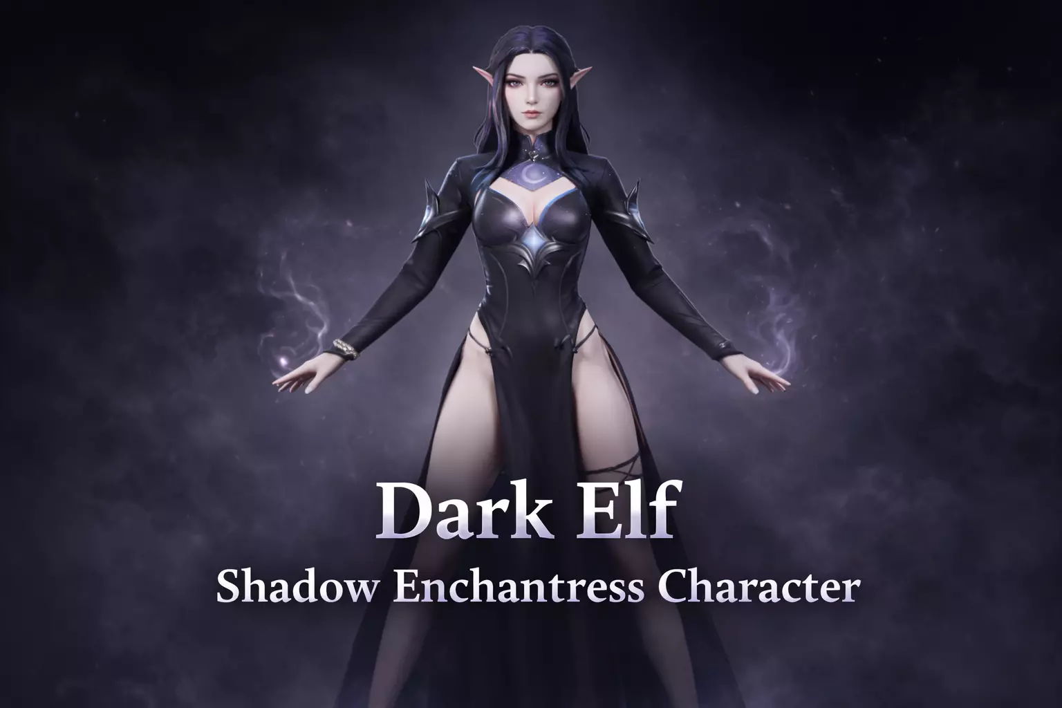 Dark Elf Shadow Enchantress Character Free low-poly 3D model