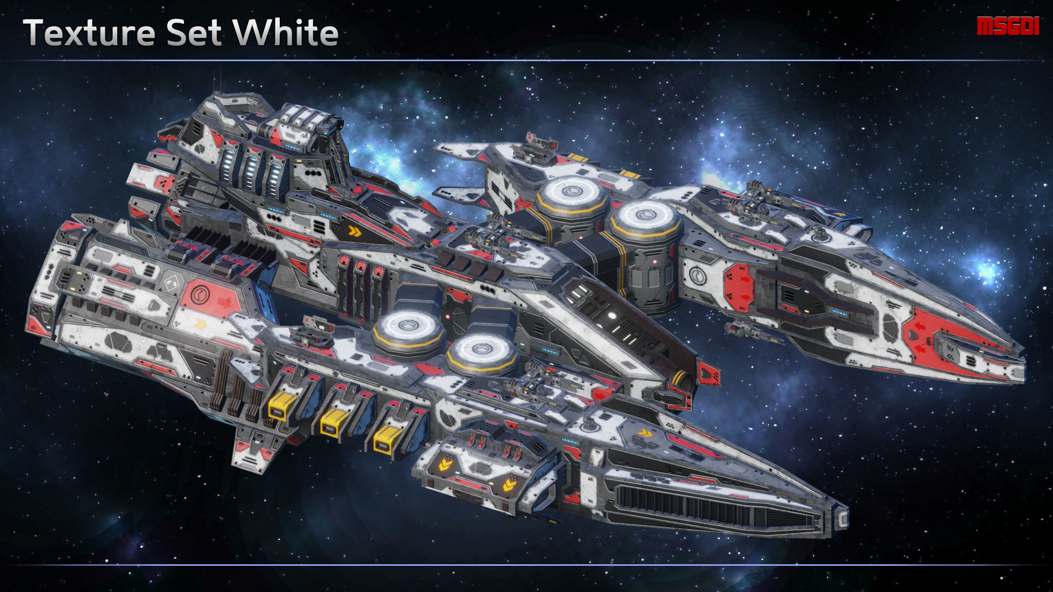 Spaceship Destroyer Warhawk Low-poly 3D model_10