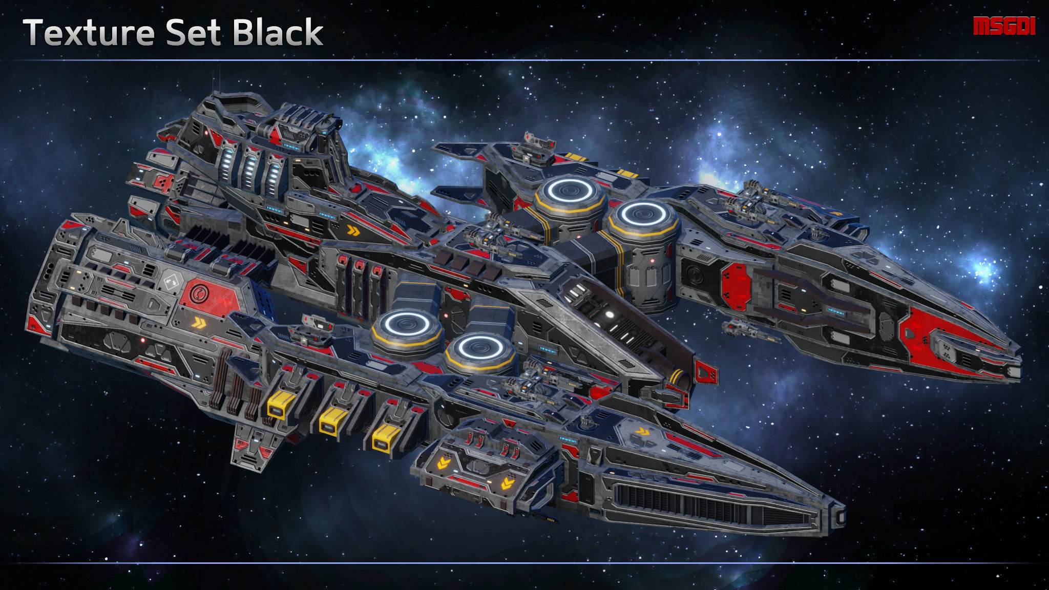 Spaceship Destroyer Warhawk Low-poly 3D model_5