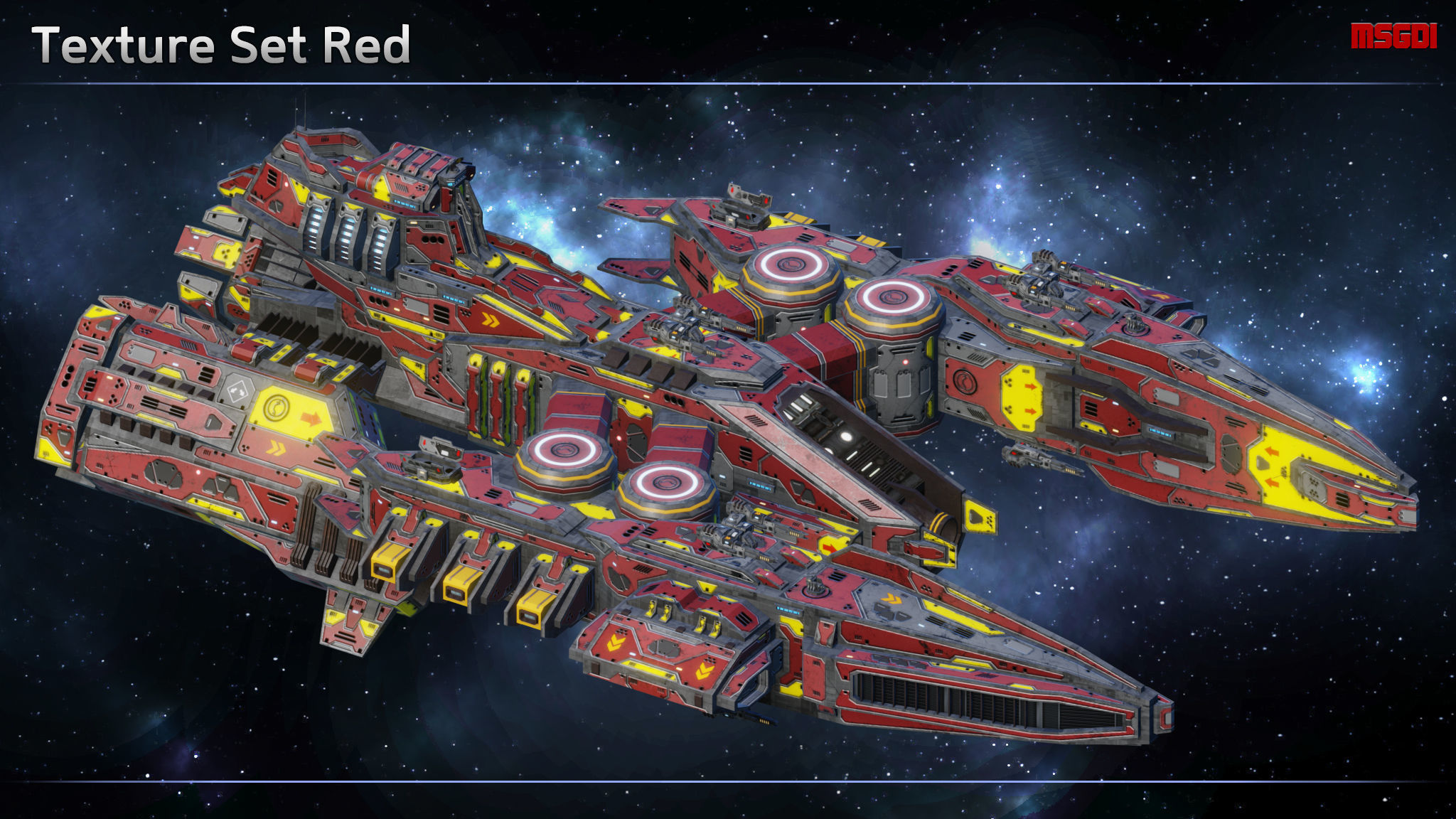 Spaceship Destroyer Warhawk Low-poly 3D model_9