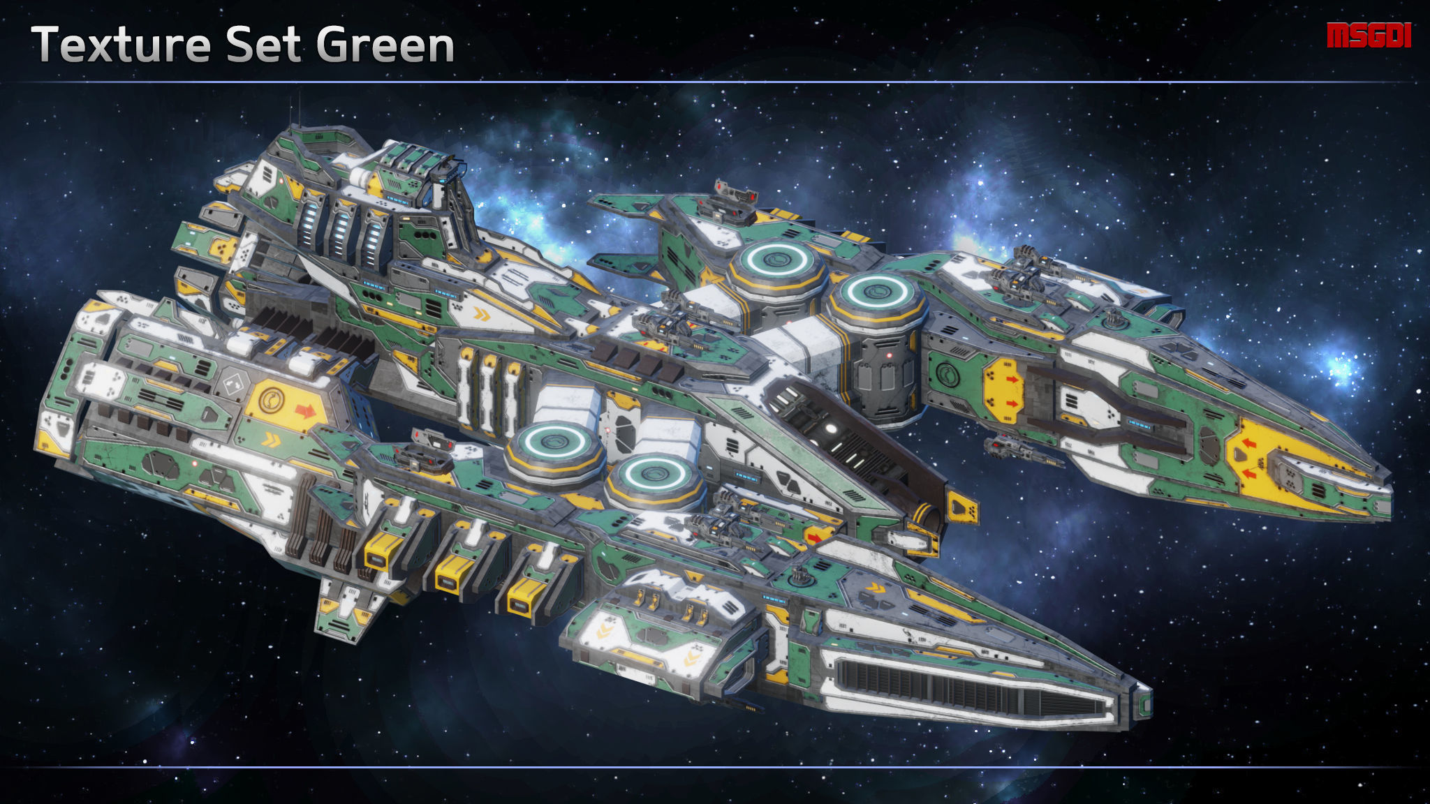 Spaceship Destroyer Warhawk Low-poly 3D model_7