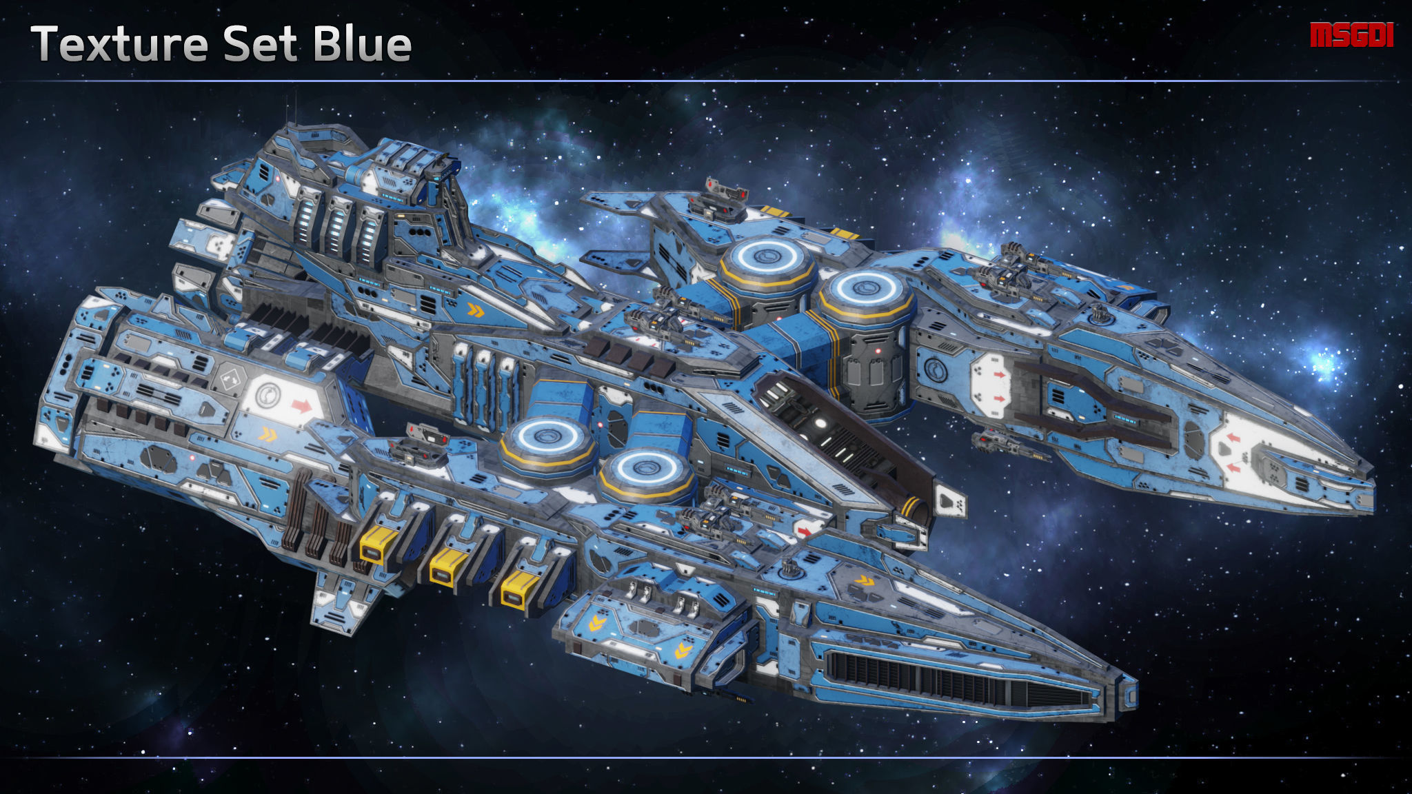 Spaceship Destroyer Warhawk Low-poly 3D model_6