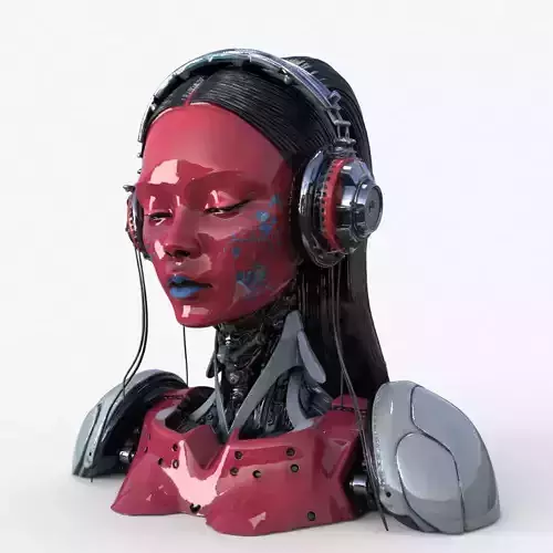 Red Gheisa Robot Head High Detail 3D model