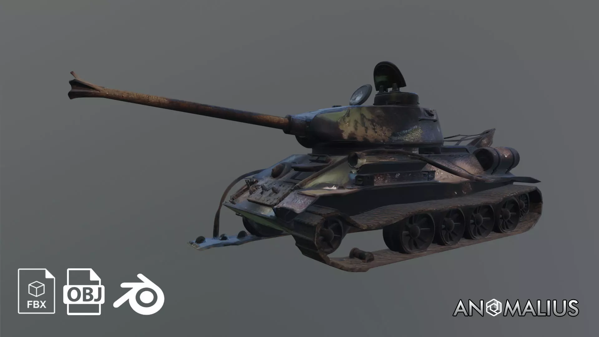 destroyed T-34 3D model