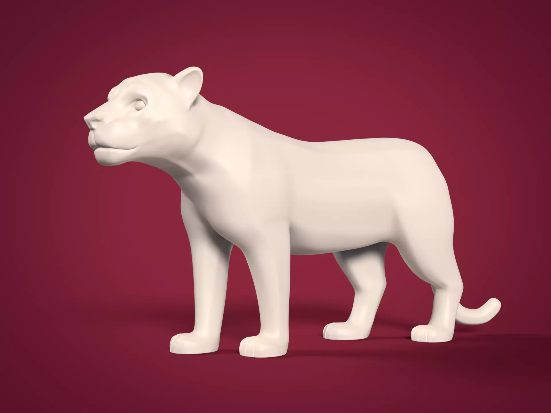 Leopard Statue - Figurine -- Panther Tiger Puma Cougar Lioness Low-poly 3D model