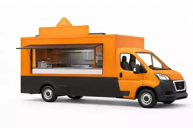 Modern Orange Food Truck Mobile Kitchen Street Food Vehicle