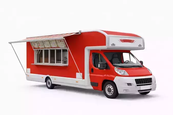 Classic Red Food Truck Street Food Mobile Catering Vehicle