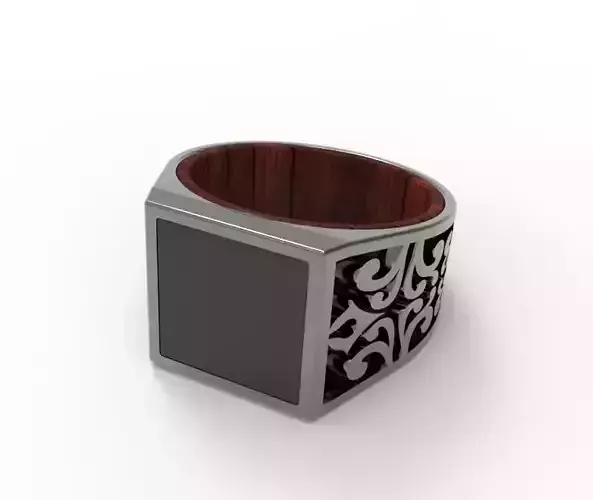 0547 Mens Ring - Wood-Metal-Enamel