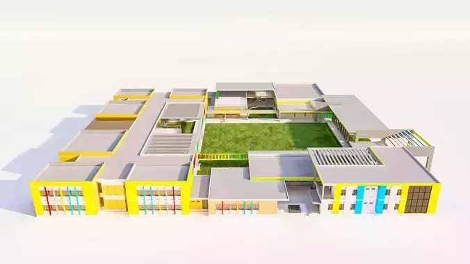 Primary and Secondary School Campus Model 3D model 4