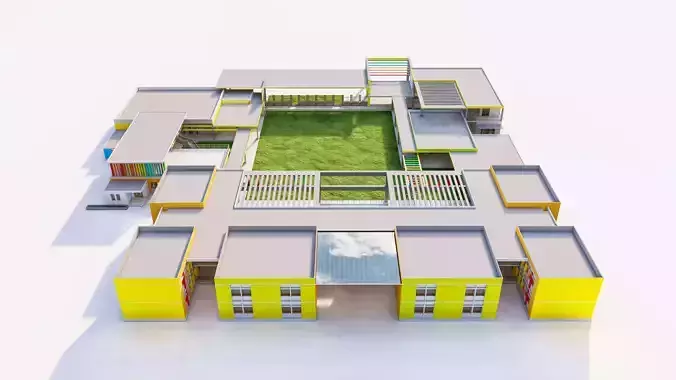Primary and Secondary School Campus Model 3D model 7