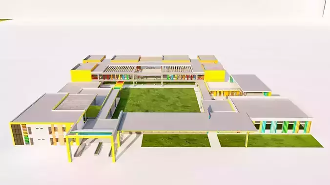 Primary and Secondary School Campus Model 3D model 3
