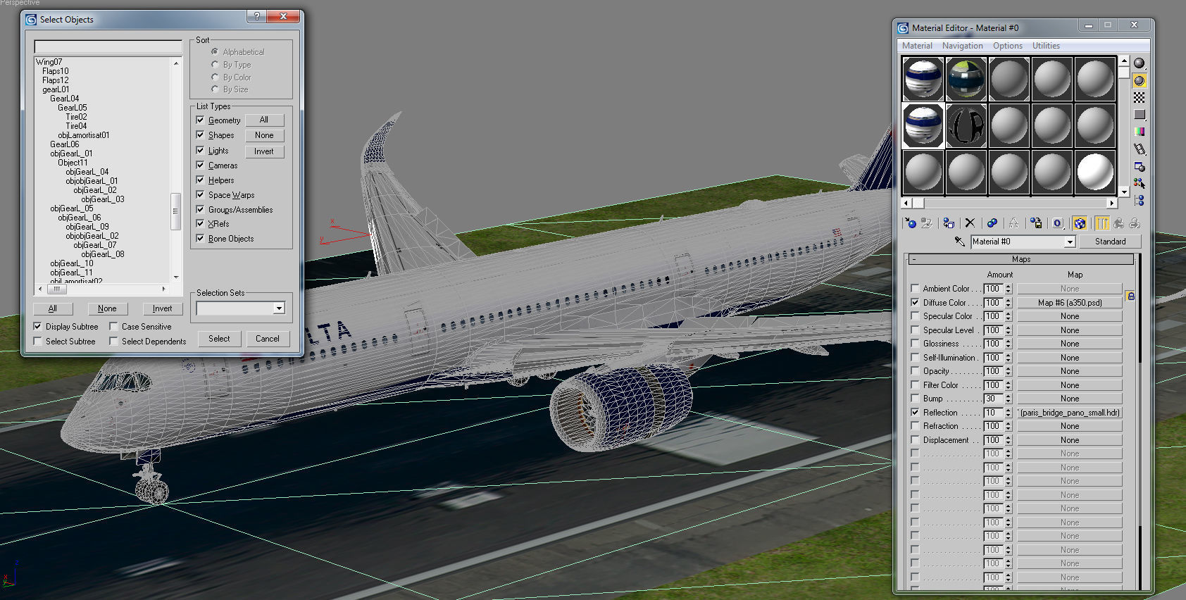 Airbus A350-900 XWB Delta airlnes Low-poly 3D model_20