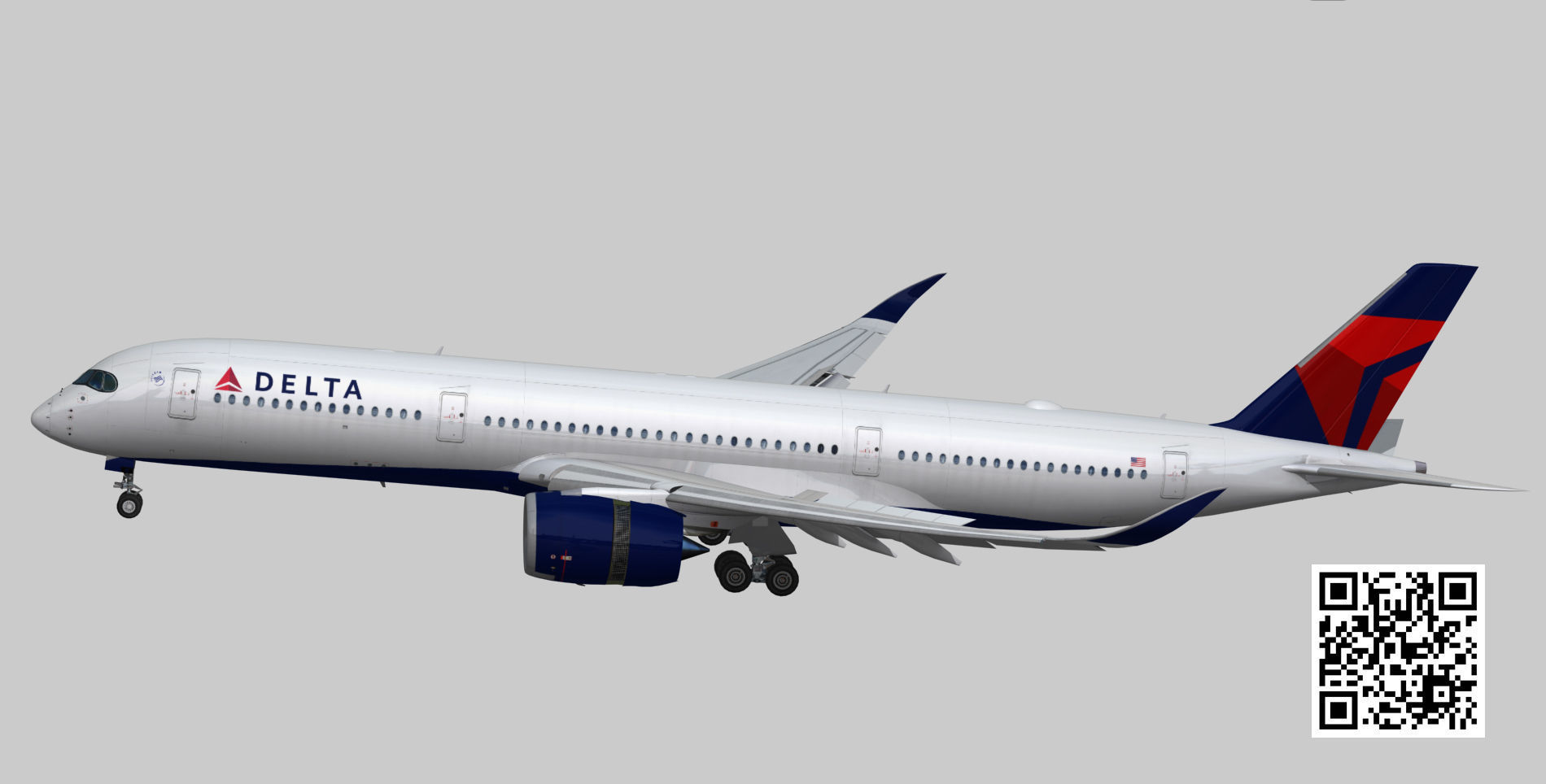 Airbus A350-900 XWB Delta airlnes Low-poly 3D model_4