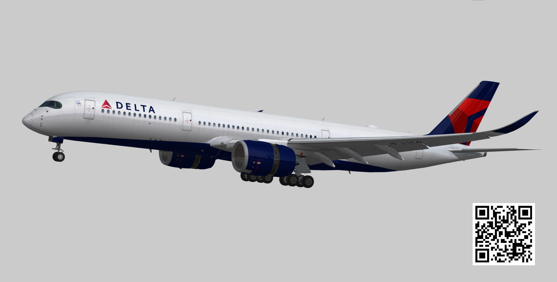 Airbus A350-900 XWB Delta airlnes Low-poly 3D model_3