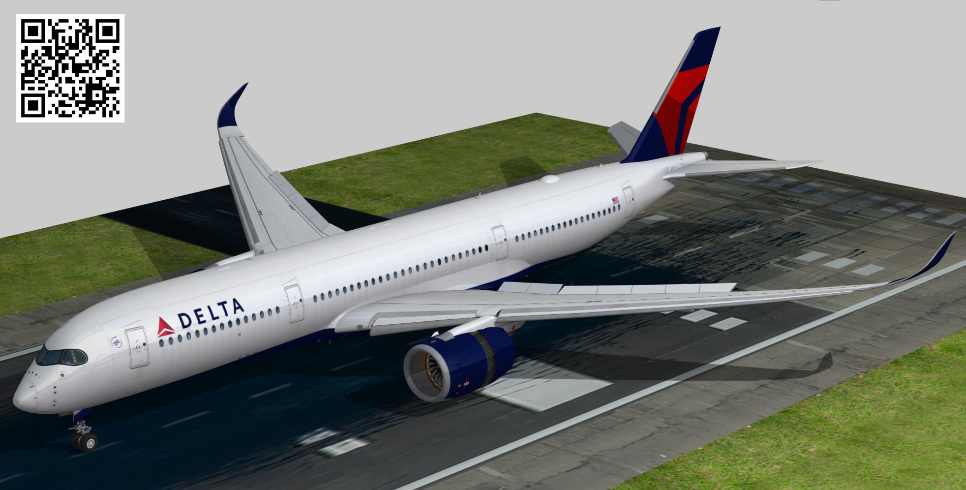 Airbus A350-900 XWB Delta airlnes Low-poly 3D model_8