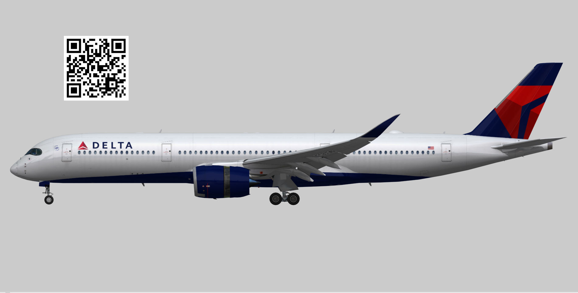 Airbus A350-900 XWB Delta airlnes Low-poly 3D model_13