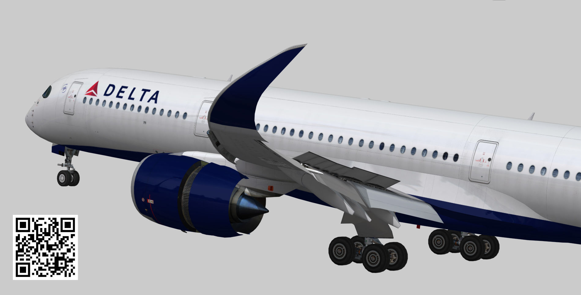 Airbus A350-900 XWB Delta airlnes Low-poly 3D model_6