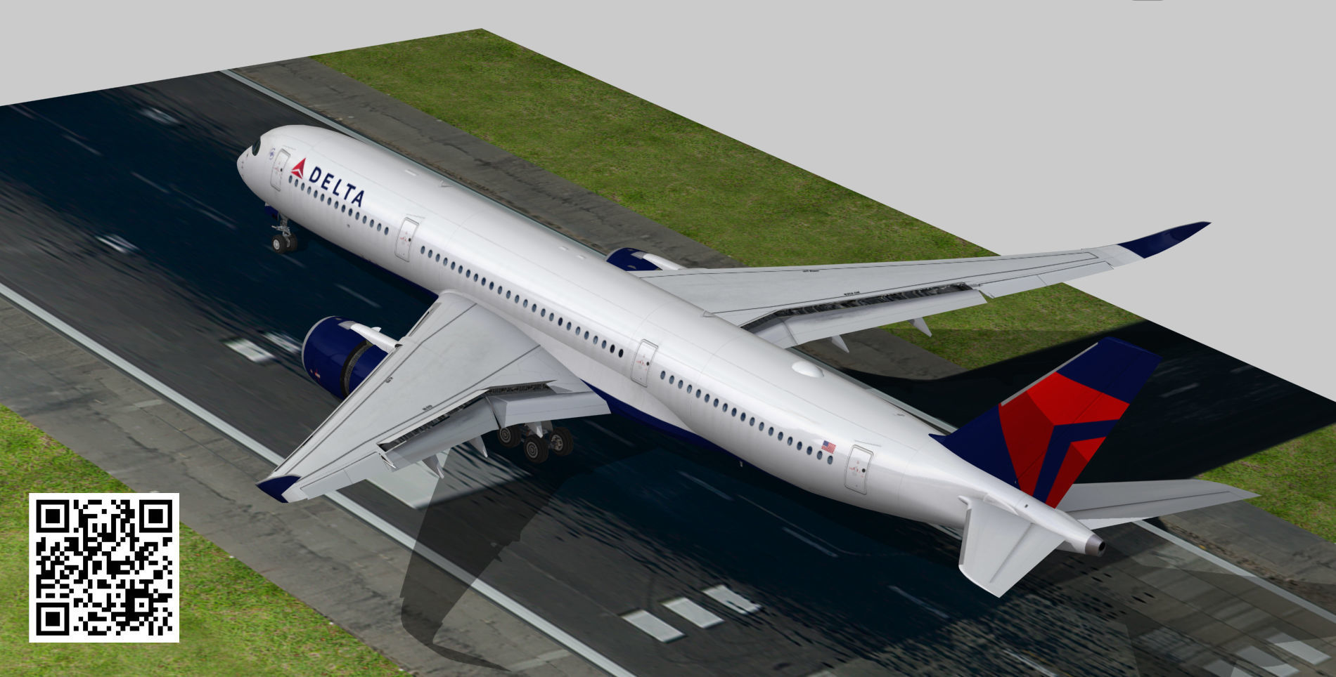 Airbus A350-900 XWB Delta airlnes Low-poly 3D model_9