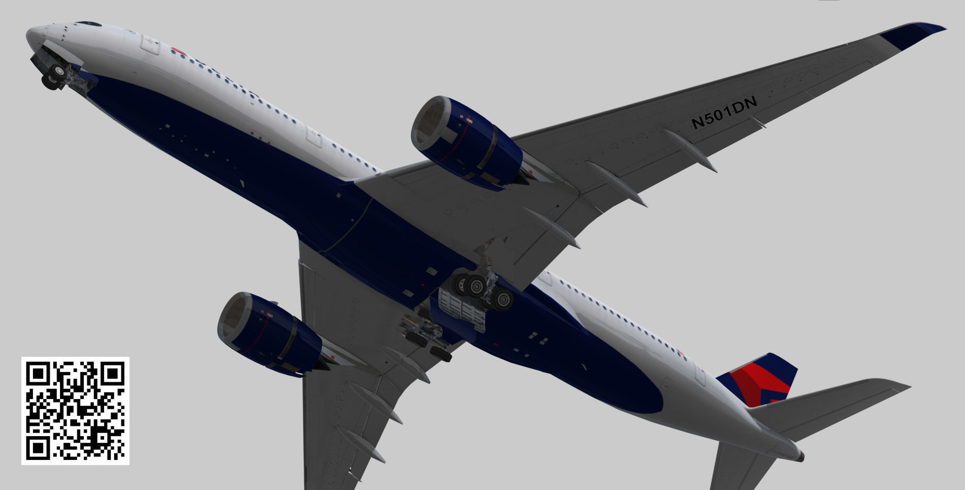 Airbus A350-900 XWB Delta airlnes Low-poly 3D model_2