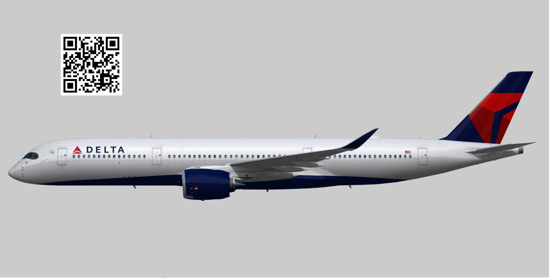 Airbus A350-900 XWB Delta airlnes Low-poly 3D model_14