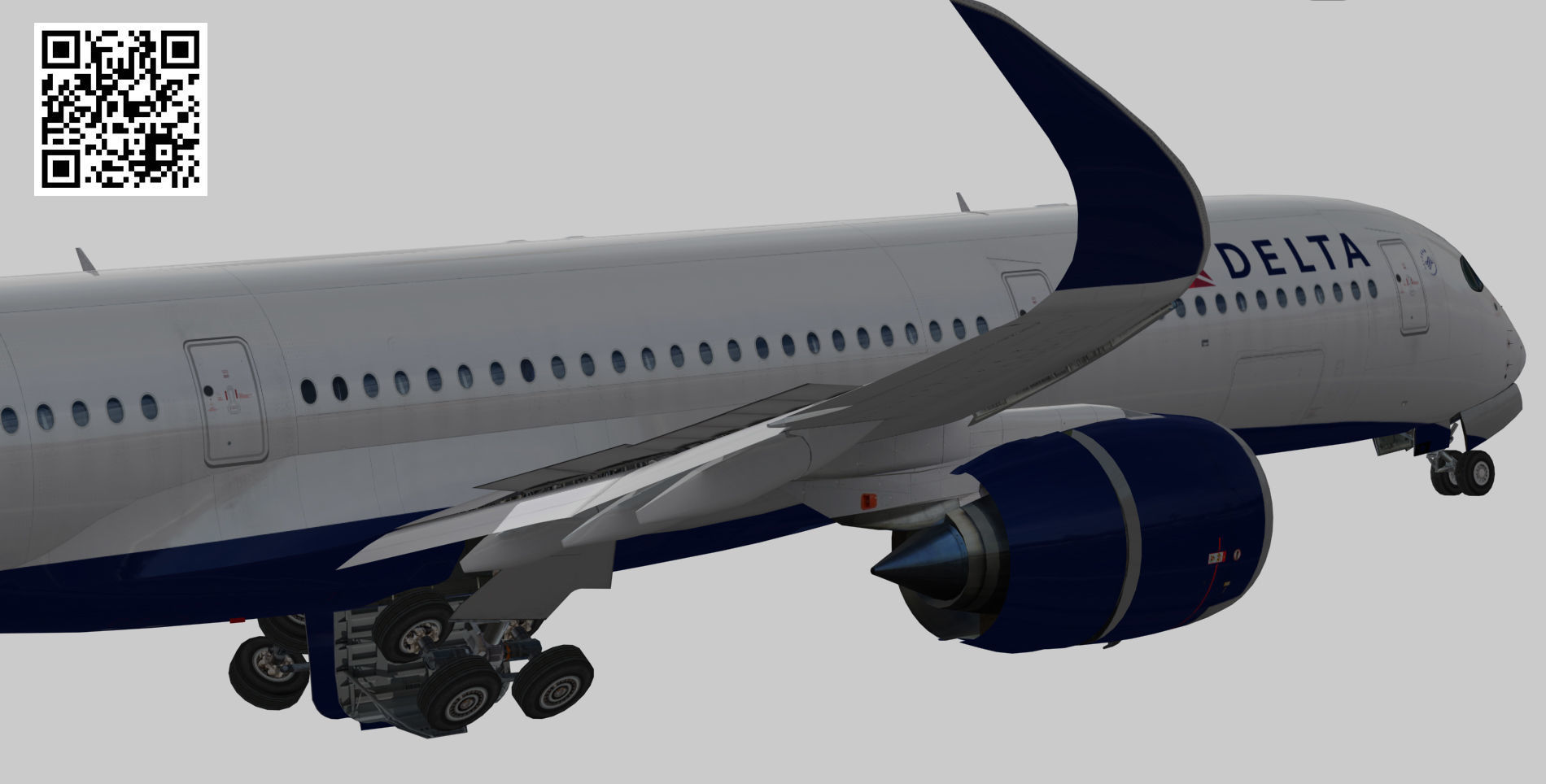 Airbus A350-900 XWB Delta airlnes Low-poly 3D model_5
