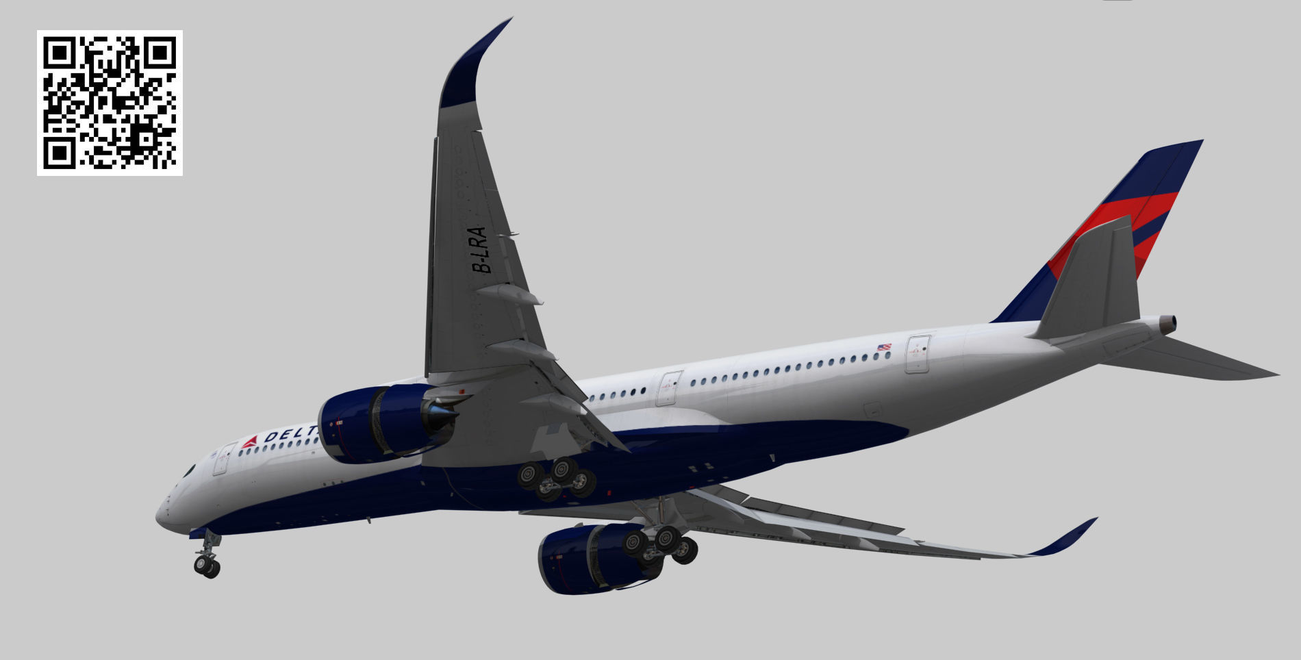 Airbus A350-900 XWB Delta airlnes Low-poly 3D model_12