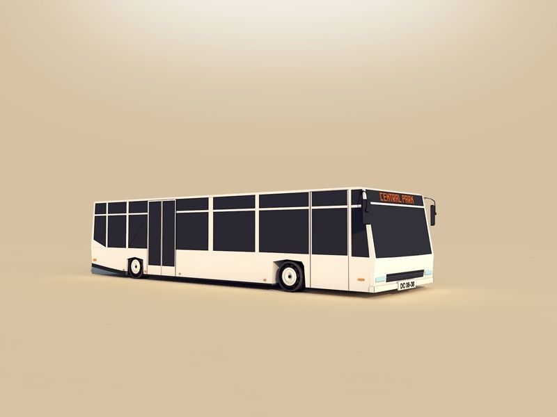Cartoon Low Poly City Bus Low-poly 3D model_1