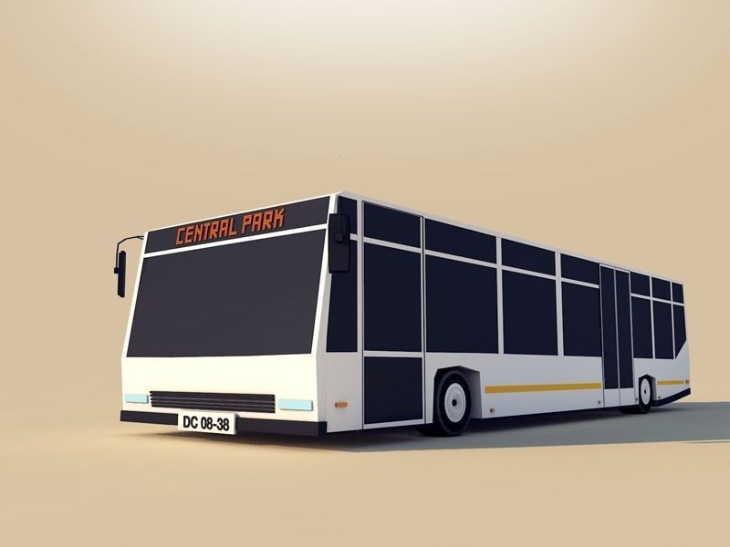Cartoon Low Poly City Bus Low-poly 3D model_0